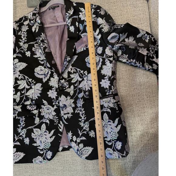 INC International Concepts Black Purple Silver Floral Party Suit Coat Blazer XL - Picture 8 of 16